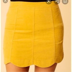 Mustard yellow corduroy scalloped skirt
